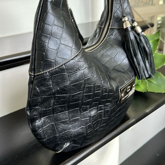Carmen Steffens leather crocodile embossed hobo shoulder handbag purse like new - Picture 4 of 10